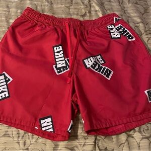 Nike Red Athletic/Swimming Shorts Lightweight Elastic Fit